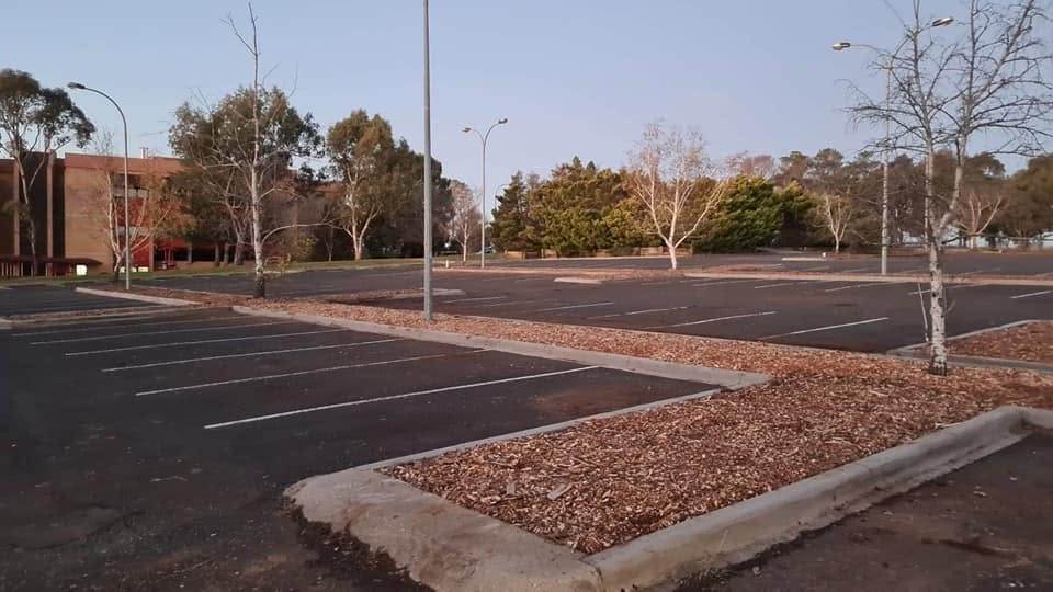 Completed commercial car park mulching and garden bed work